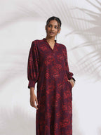 trueBrowns Purple Floral Print Kurta Set | Grocsy