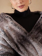 InWeave Women's Dark Grey Duble Shade Long Faux Fur Cape | Grocsy