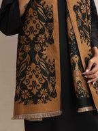 trueBrowns Brown Floral Reversible Woollen Stole | Grocsy