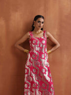 trueBrowns Pink Metallic Straight Kurta Set | Grocsy