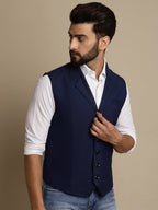 Even Apparels Men's Blue Waistcoat with Notched Lapel | Grocsy