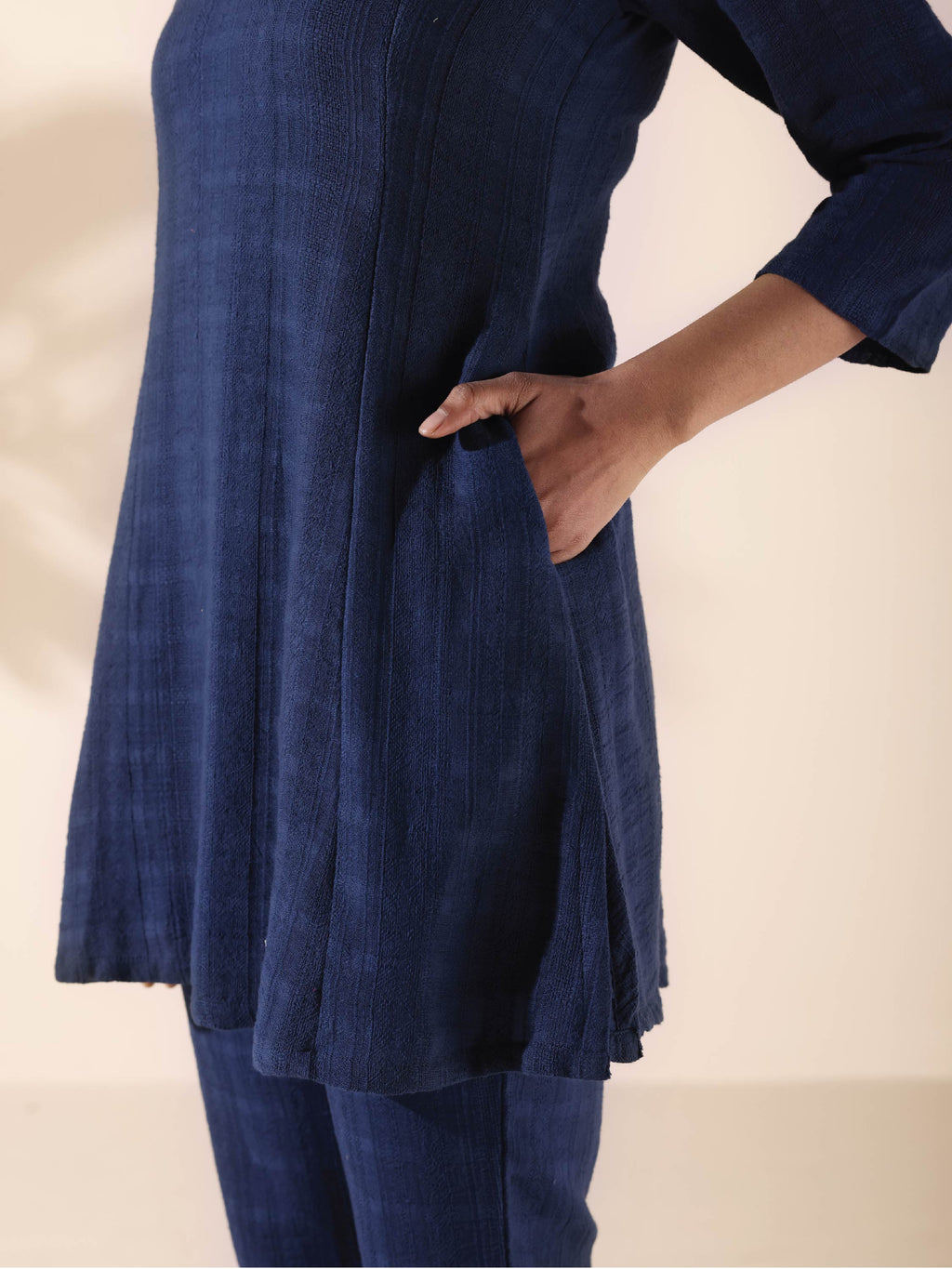 trueBrowns Blue Cotton Dobby Regular Co-ord Set | Grocsy