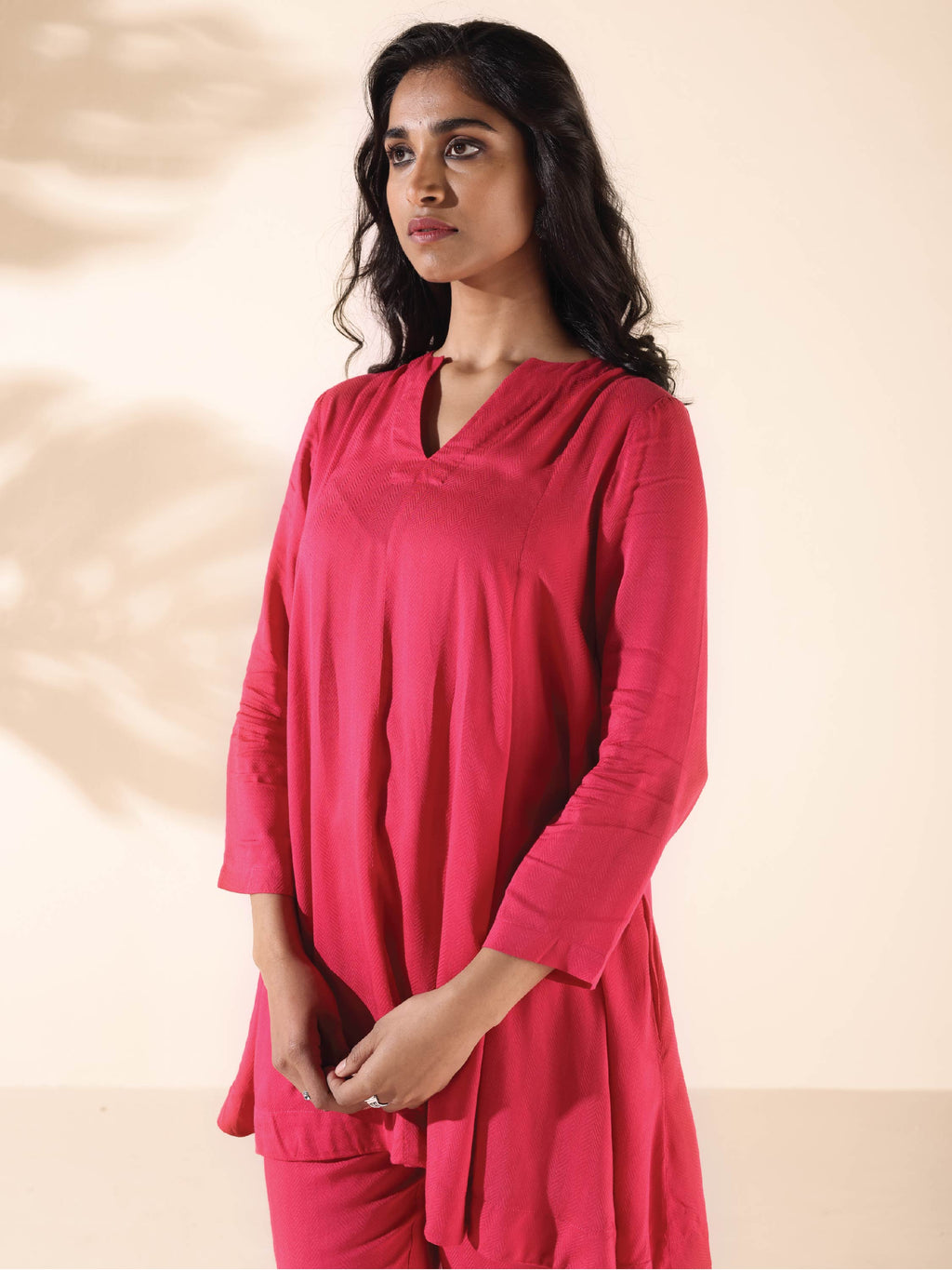 trueBrowns Carrot Viscose Dobby Flared Co-ord Set | Grocsy