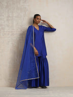 trueBrowns Electric Blue Sharara Dupatta Set | Grocsy