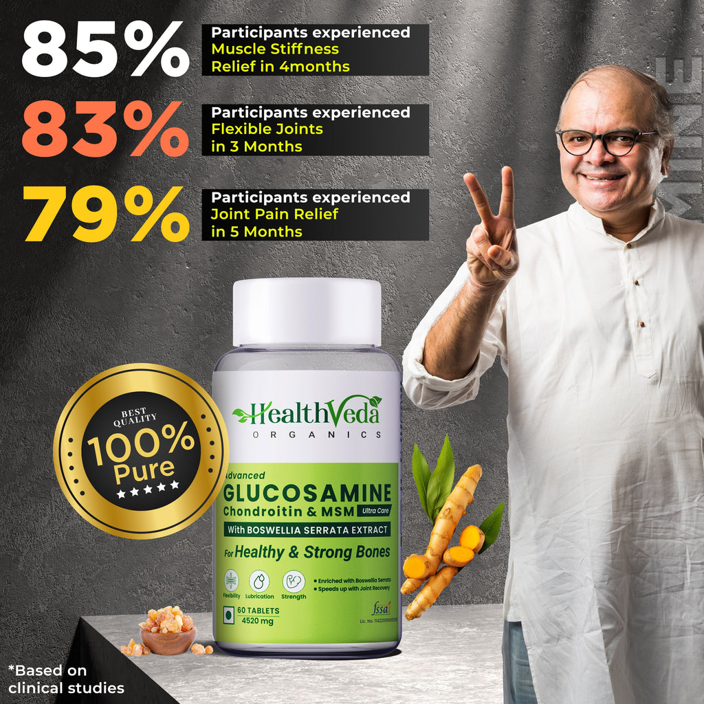 Health Veda Organics Plant Based Glucosamine Chondroitin & MSM Tablets | Grocsy