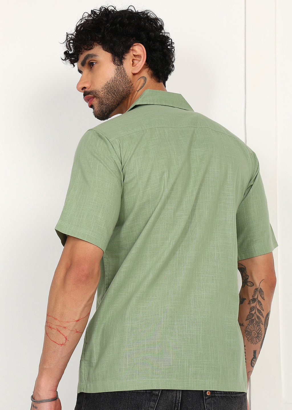Fabmade Sage Breeze Linen Shirt | Grocsy