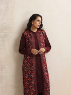 trueBrowns Purple Kashmiri Woollen Jacket 3pc Set | Grocsy