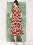 InWeave Women's Maroon Square Dress | Grocsy
