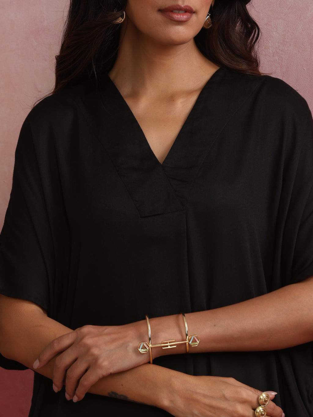 trueBrowns Black Modal Kaftan Kurta Set | Grocsy
