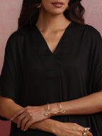trueBrowns Black Modal Kaftan Kurta Set | Grocsy