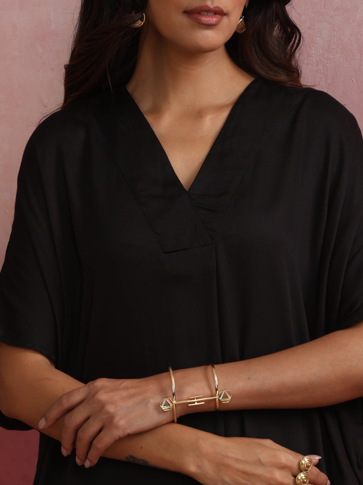 trueBrowns Black Modal Kaftan Kurta Set | Grocsy