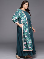 Ahalyaa Plus Size Round neck Maxi Ethnic Dress | Grocsy