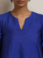 trueBrowns Blue Silk Kurta Co-ord Set | Grocsy