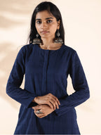 trueBrowns Blue Cotton Dobby Relaxed Co-ord Set | Grocsy