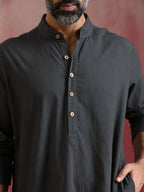 trueBrowns Men's Charcoal Grey Mandarin Collar Kurta | Grocsy