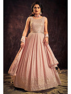 Myra Baby Pink Real Georgette Designer Gown Style Suit | Grocsy