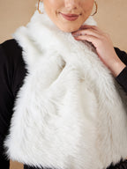 InWeave Women's Pure White Faux Fur Neck Warmer | Grocsy
