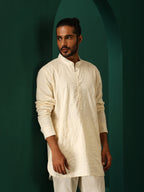trueBrowns Men's Ivory Tonal Cotton Co-ord Set | Grocsy