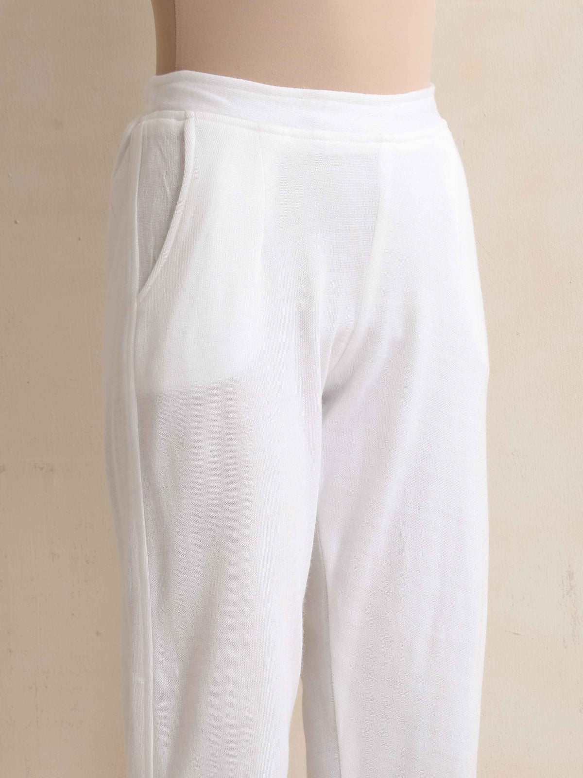 trueBrowns White Woollen Pants | Grocsy