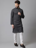 Even Apparels Black Pure Cotton Kurta With Band Collar | Grocsy
