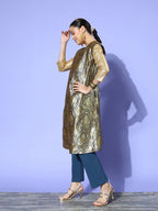 InWeave Women's Navy Brocade Jacket | Grocsy