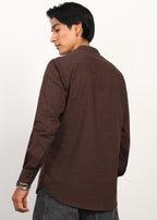 Fabmade Cocoa Drift Linen Short Kurta | Grocsy