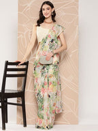 Ahalyaa Floral Printed Poly Chiffon Saree | Grocsy