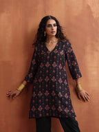 trueBrowns Black Print Kurta Co-ord Set | Grocsy