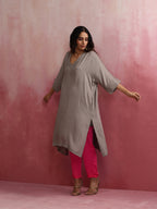 trueBrowns Grey Modal Kimono Kurta Set | Grocsy