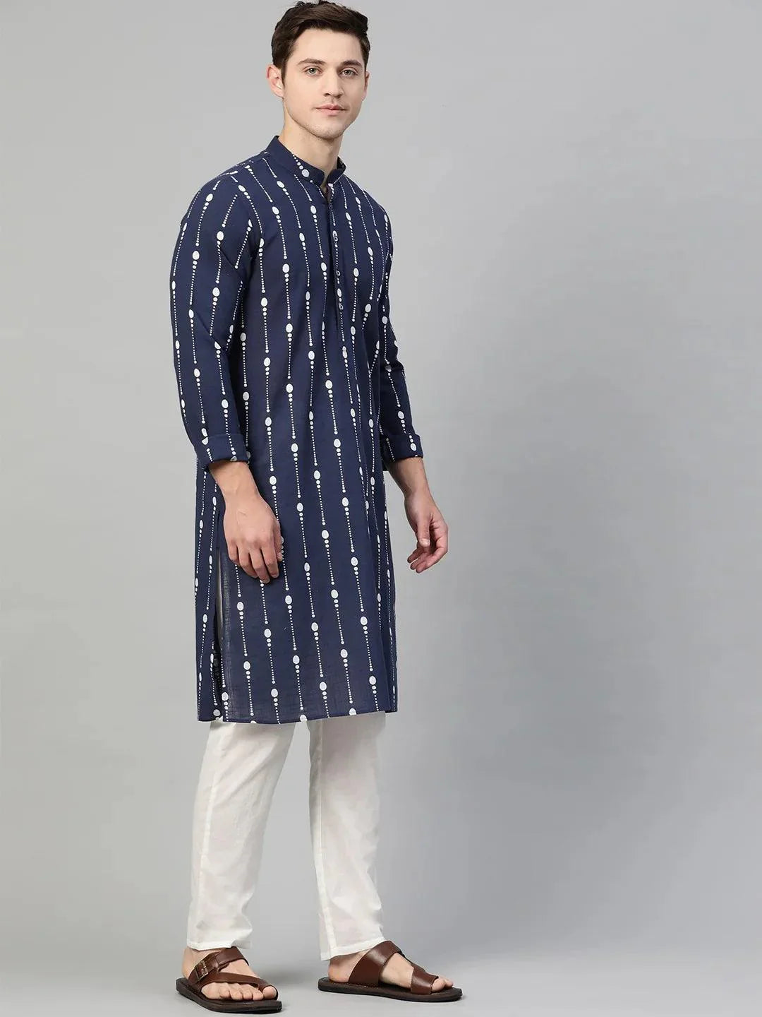 Fabmade Men Printed Straight Kurta With Pyjama | Grocsy