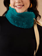 InWeave Women's Cyan Blue Fur Neckpiece | Grocsy