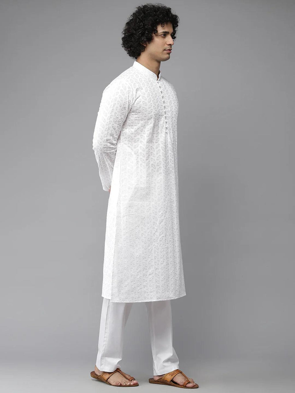 Fabmade Elegant Chikankari Embroidered Straight Kurta | Grocsy