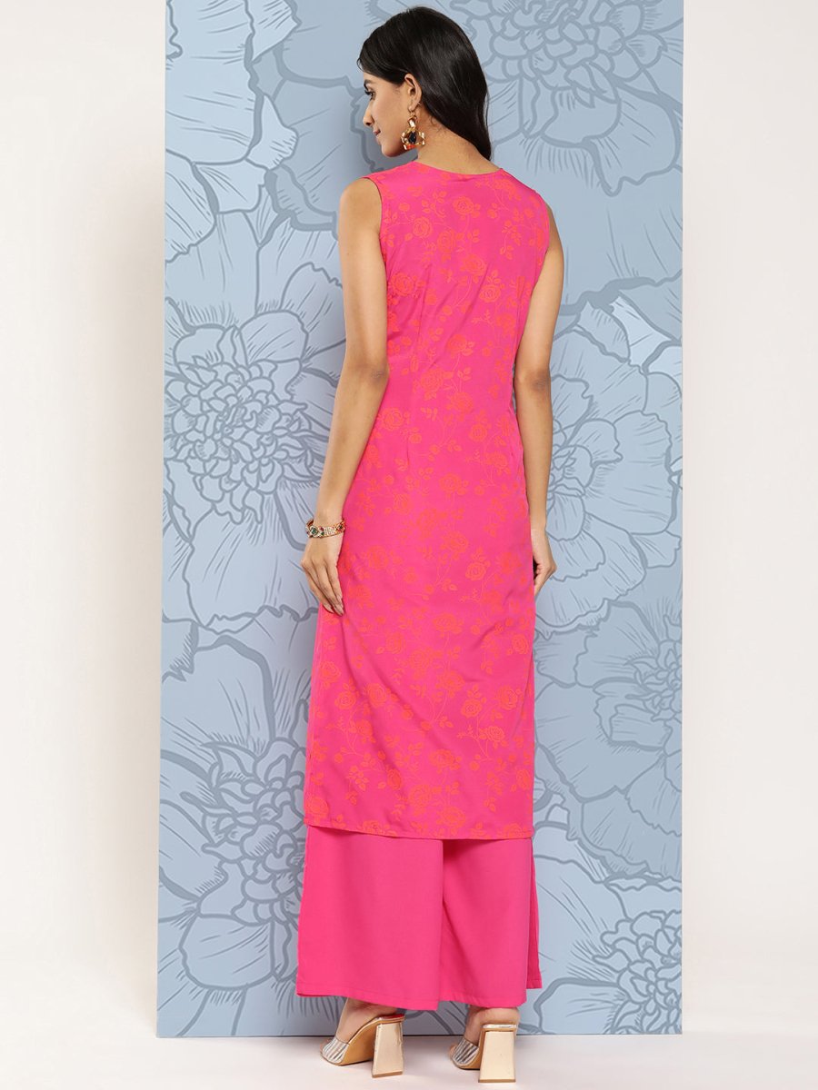 Ahalyaa Floral Printed Empire Gotta Patti Kurta With Palazzos | Grocsy