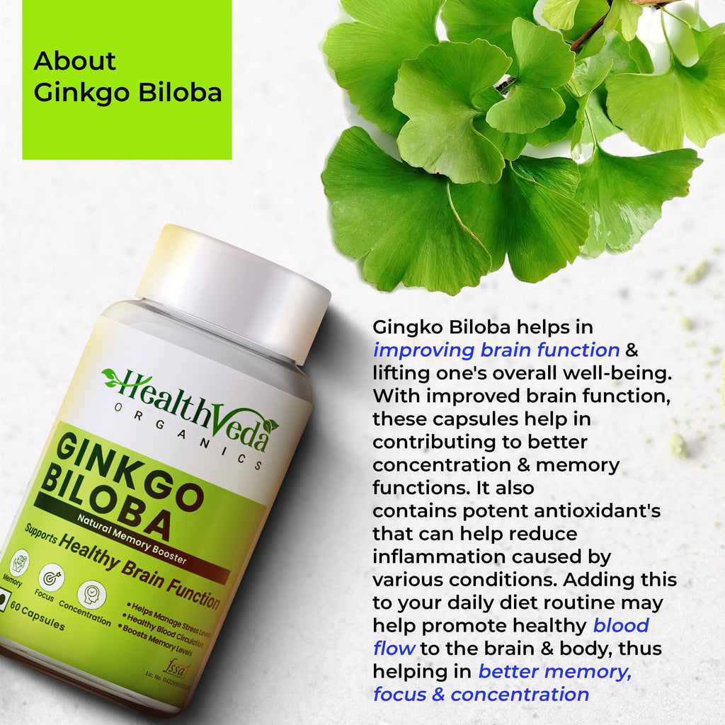 Health Veda Organics Ginkgo Biloba Capsules | Grocsy