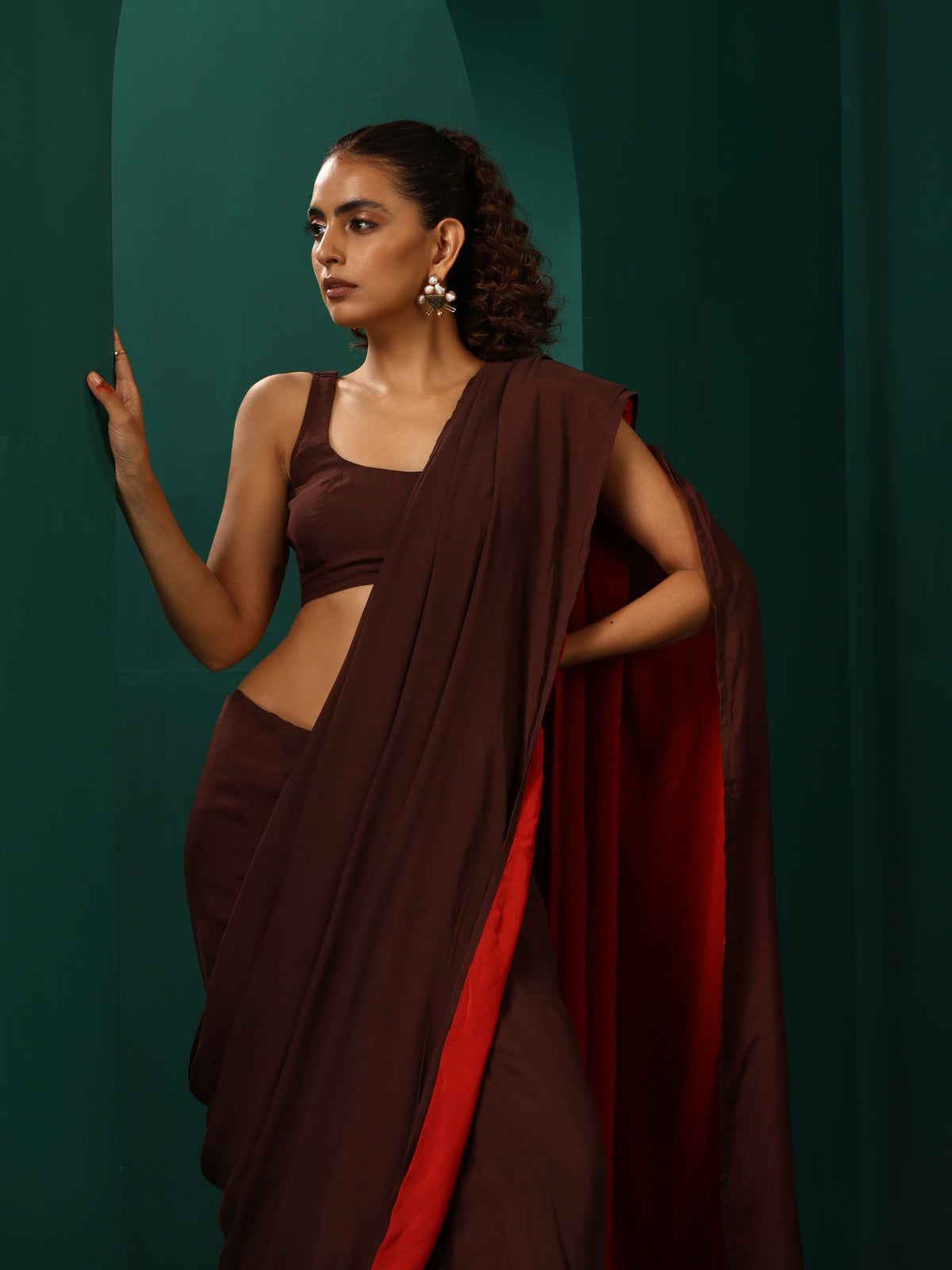 trueBrowns Cola Muslin Silk Ready to Wear Saree | Grocsy