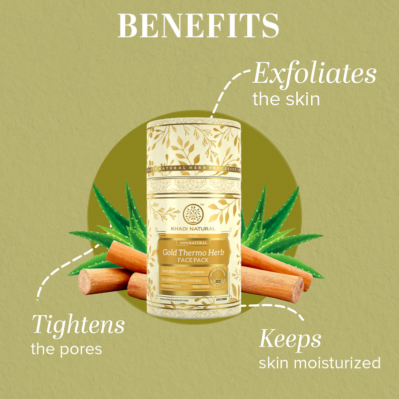 Khadi Natural Gold Thermo Herb Face Pack | Grocsy