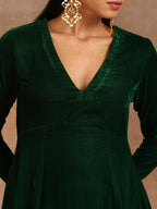 trueBrowns Green Velvet Dress | Grocsy