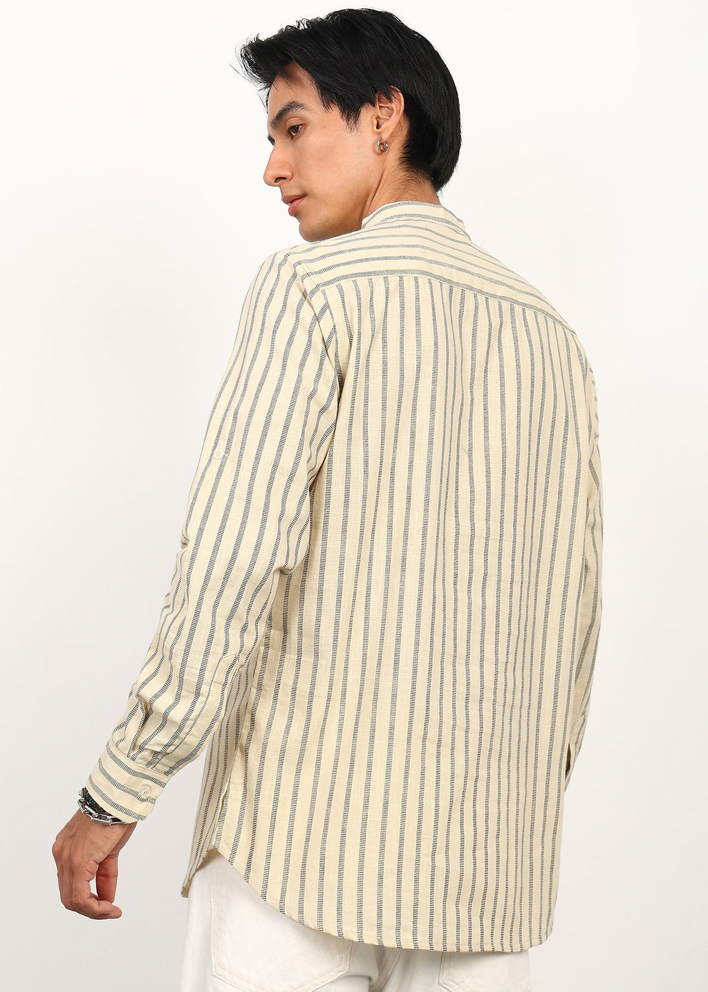 Fabmade Sandline Stripe Linen Kurta | Grocsy