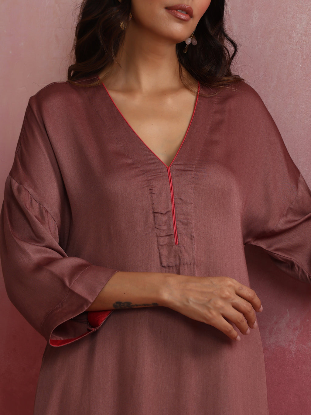 trueBrowns Brown Modal High low Kurta Set | Grocsy