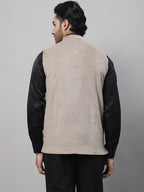 Even Apparels Men's Beige Nehru Jacket With Welt Pockets | Grocsy