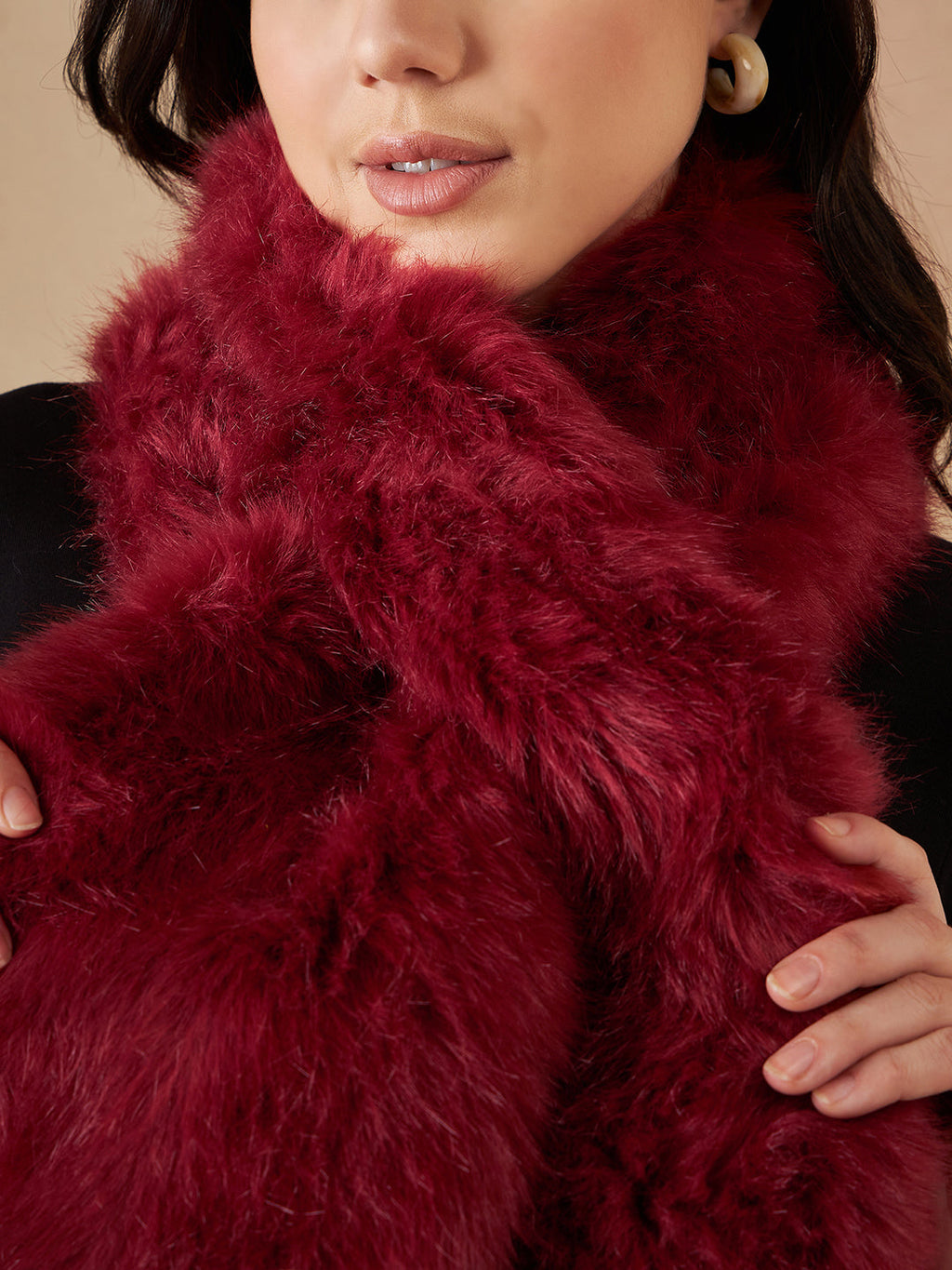 InWeave Women's Bright Rust Faux Fur Neck Warmer | Grocsy