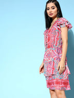 InWeave Women's Soft Pink Tiered Short Dress | Grocsy