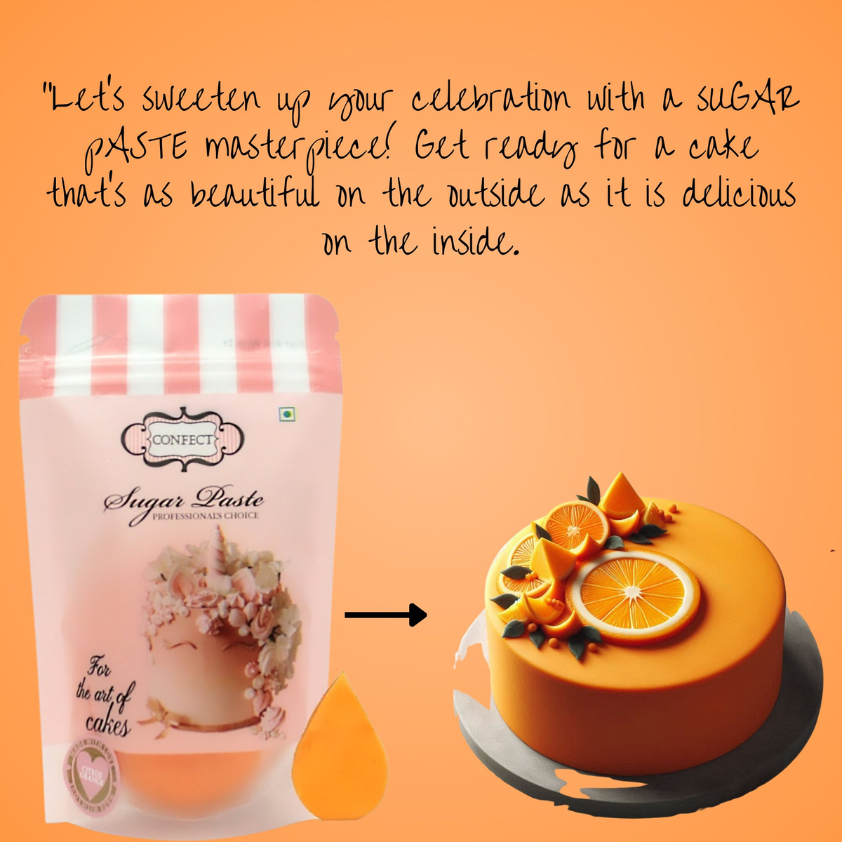 Confect Citrus Orange Fondant | Edible Sugarpaste | Grocsy