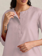 trueBrowns Pink Cotton Blend Short Kurta | Grocsy