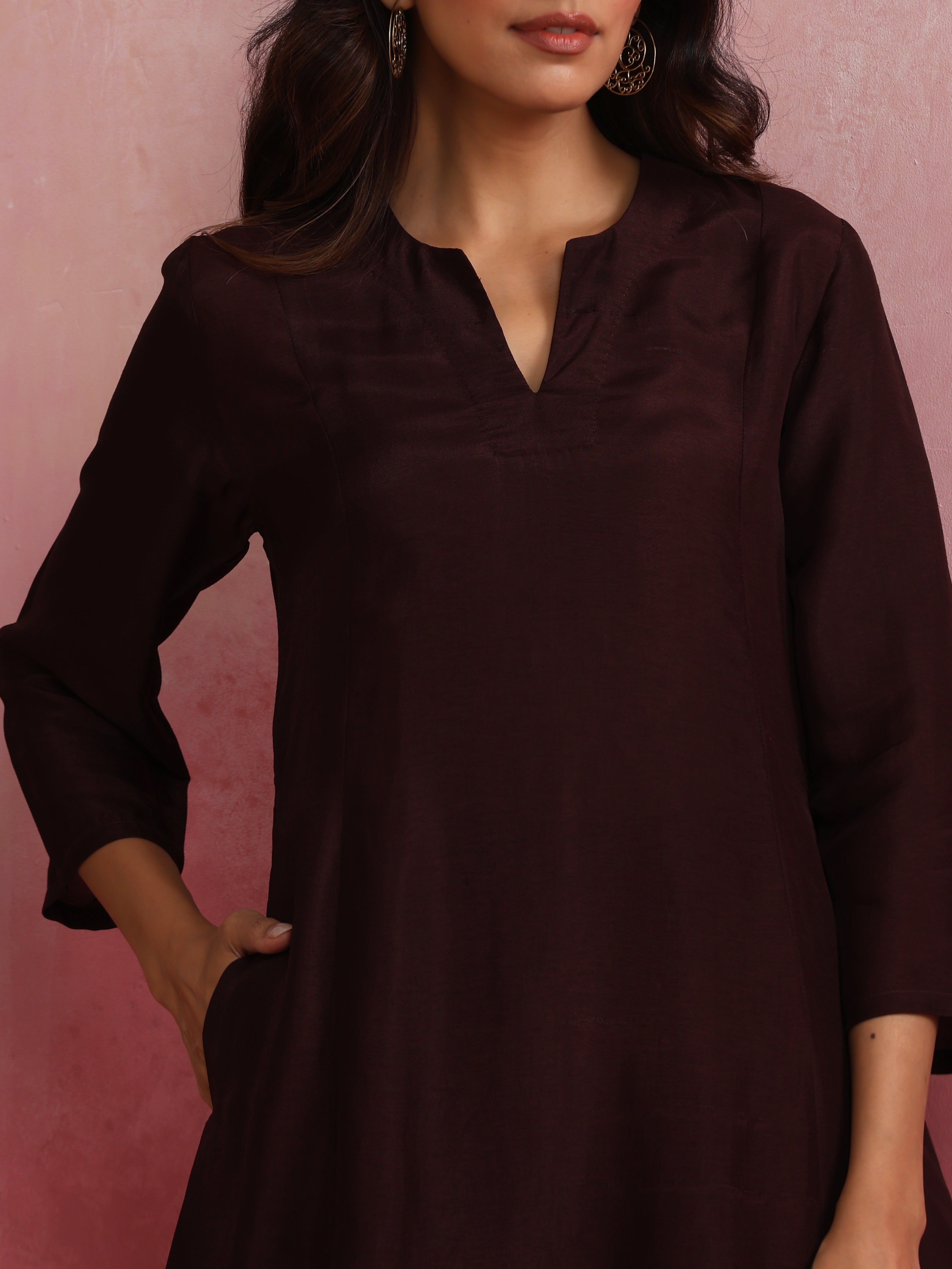trueBrowns Cola Viscose Silk Kurta Co-ord Set | Grocsy