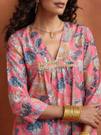 trueBrowns Orange Print A-line Kurta Set | Grocsy