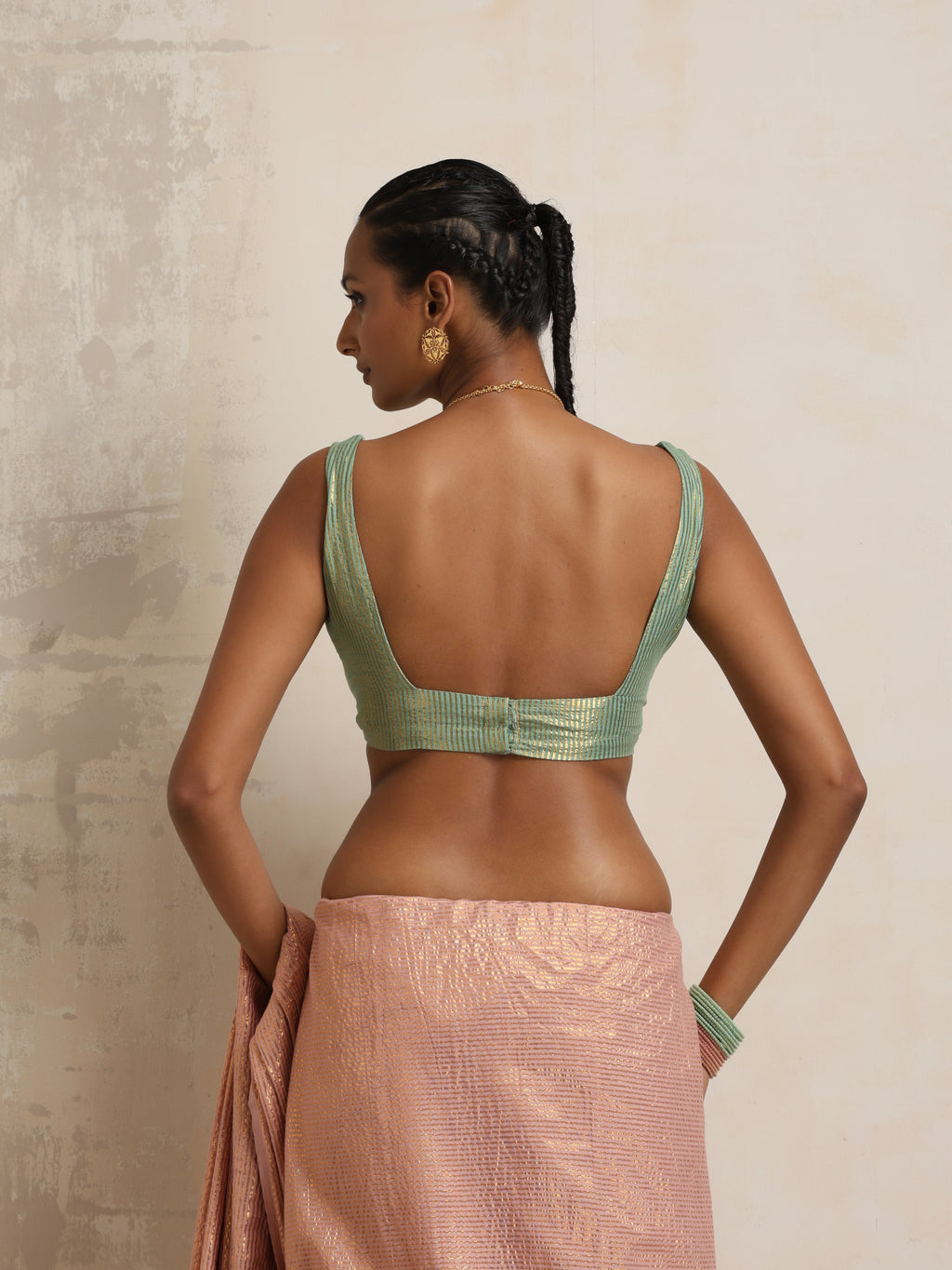 trueBrowns Green Gold Metallic Blouse | Grocsy