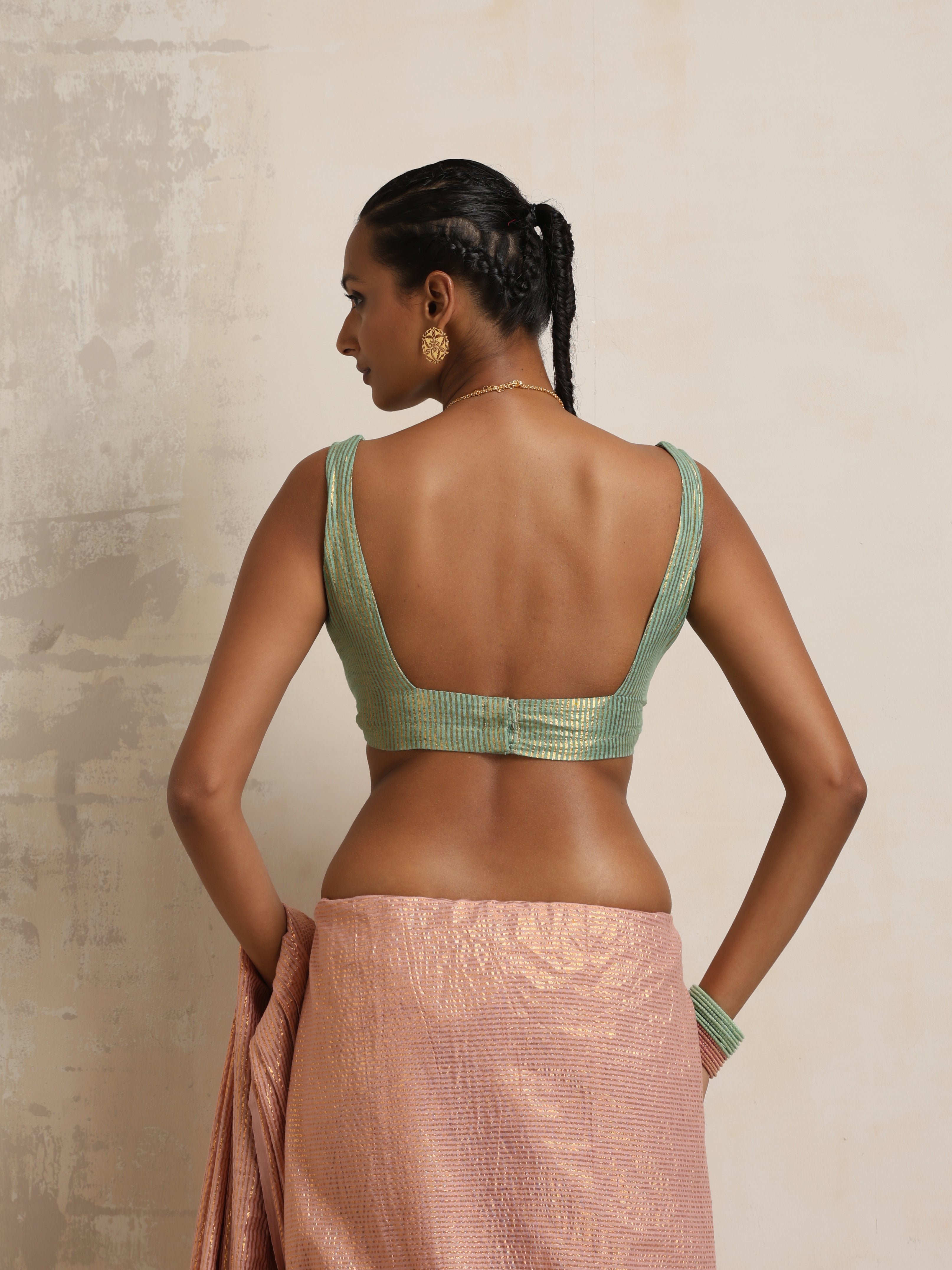 trueBrowns Green Gold Metallic Blouse | Grocsy