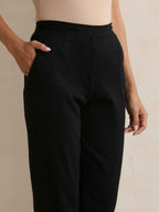 trueBrowns Black Woollen Pants | Grocsy