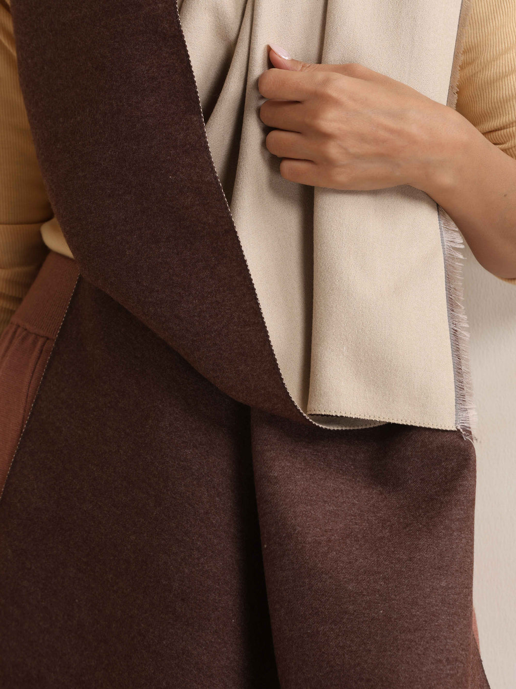 trueBrowns Dark Brown Reversible Woollen Stole | Grocsy